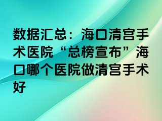 数据汇总：海口清宫手术医院“总榜宣布”海口哪个医院做清宫手术好